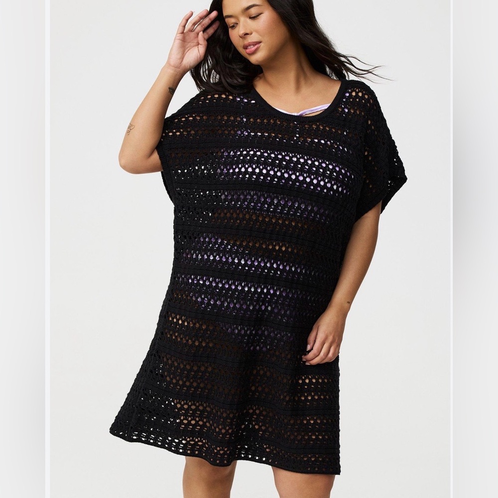 Torrid Black Crochet Swim Cover-Up‎ XL